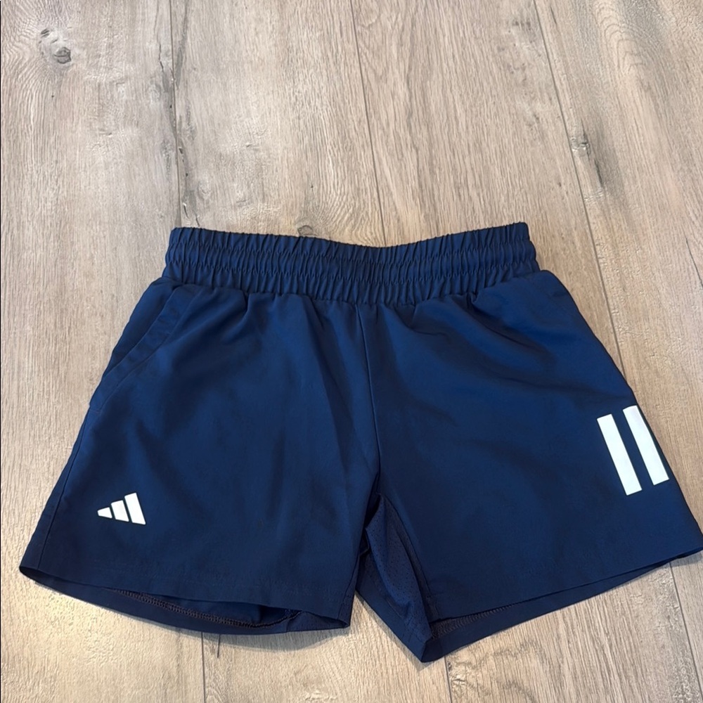 Adidas Dark Blue Sports Shorts with White Accents